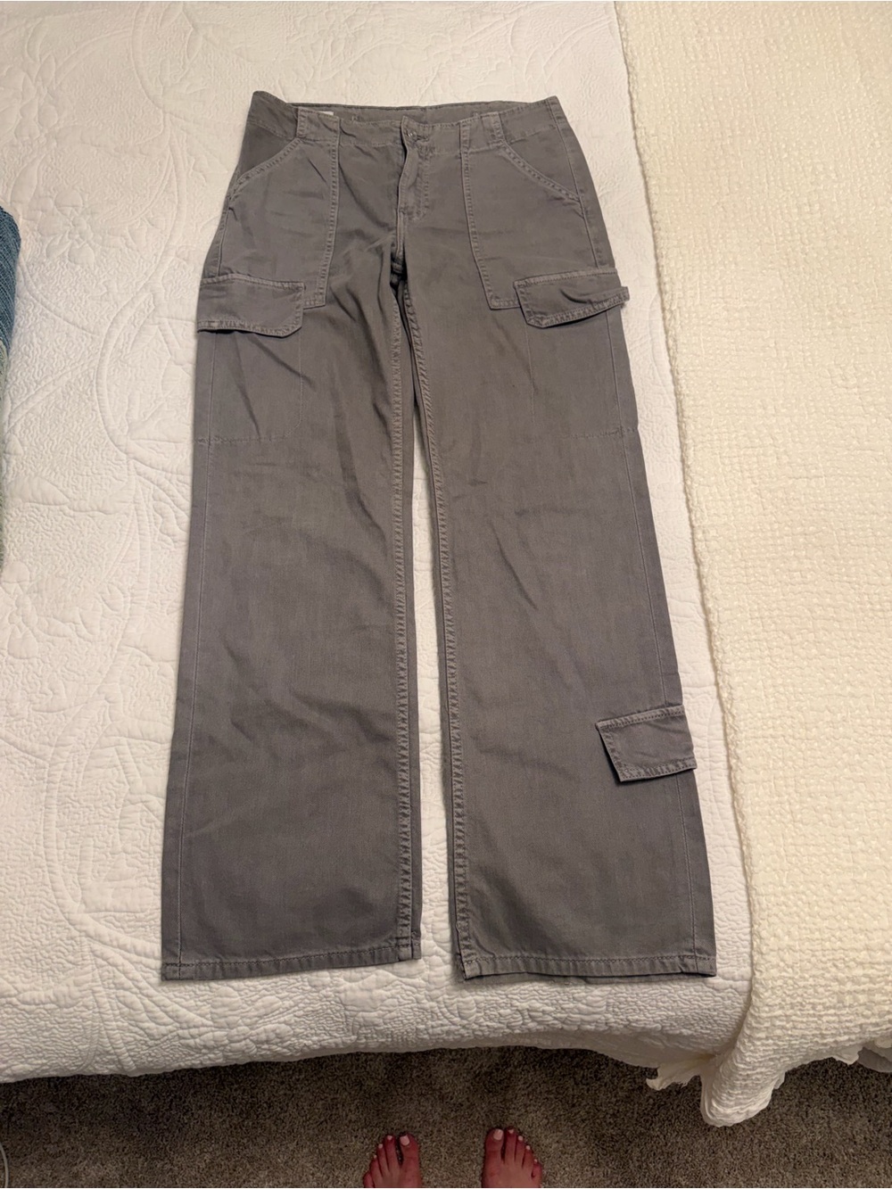 Zara Gray Straight-Leg Cargo Trousers - Picture 2 of 7